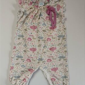 Feather Baby Romper Delicate Floral Pattern